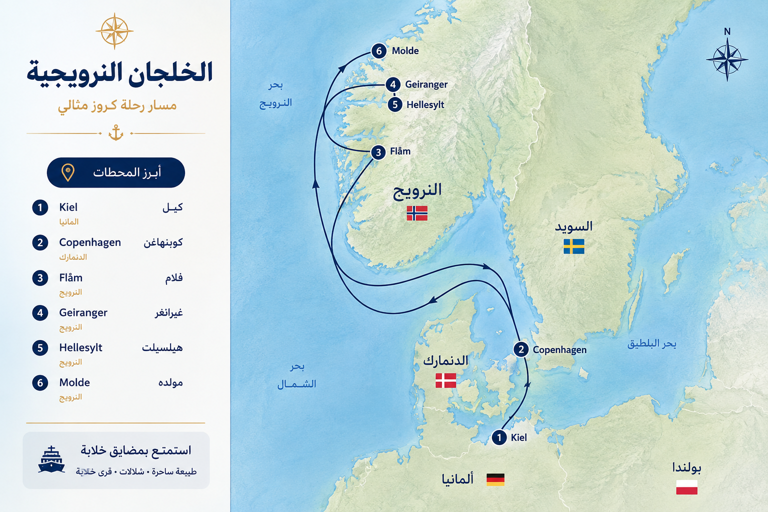 خريطة مسار الخلجان النرويجية